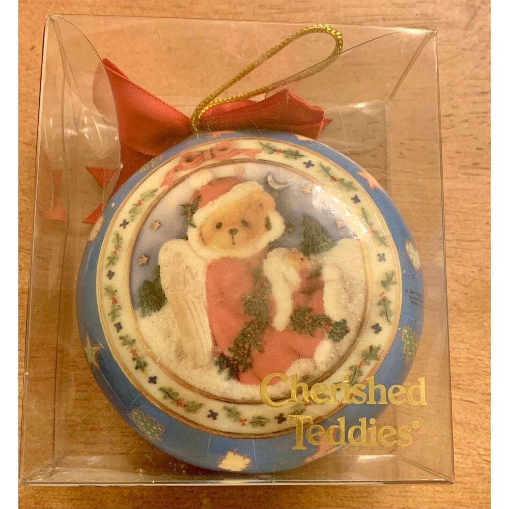Vintage Cherished Teddies Christmas Ornaments Bear With Angel Wings. ENESCO